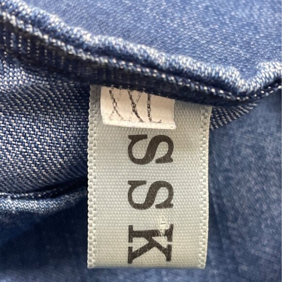 SSKNKN Womens Blue Denim Long-Sleeve Tunic Dress With Pockets Size XXL - Picture 7 of 8